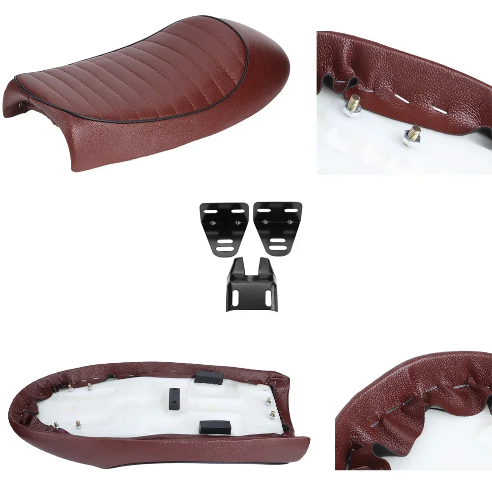 Motorcycle Cushion PU Leather Vintage Cafe Racer Seat Flat Saddle Cushion For Honda CG125 GN CG CB400SS