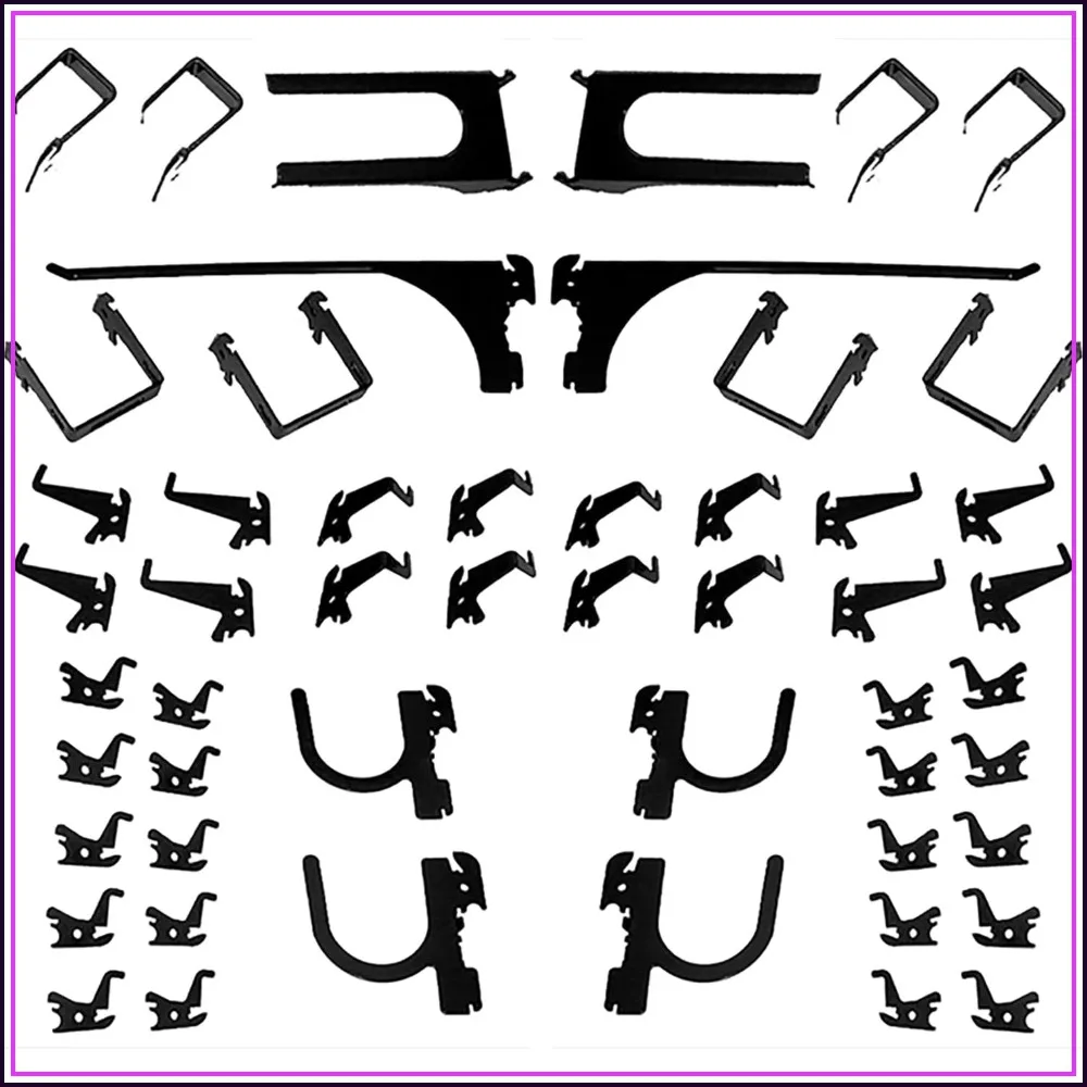 

52-Piece Metal Hook Assortment - Black Steel Tool Board Hooks, Bulk Pack Multi-Style Set for Slotted Pegboard - Garage, Shop, Kitchen Storage