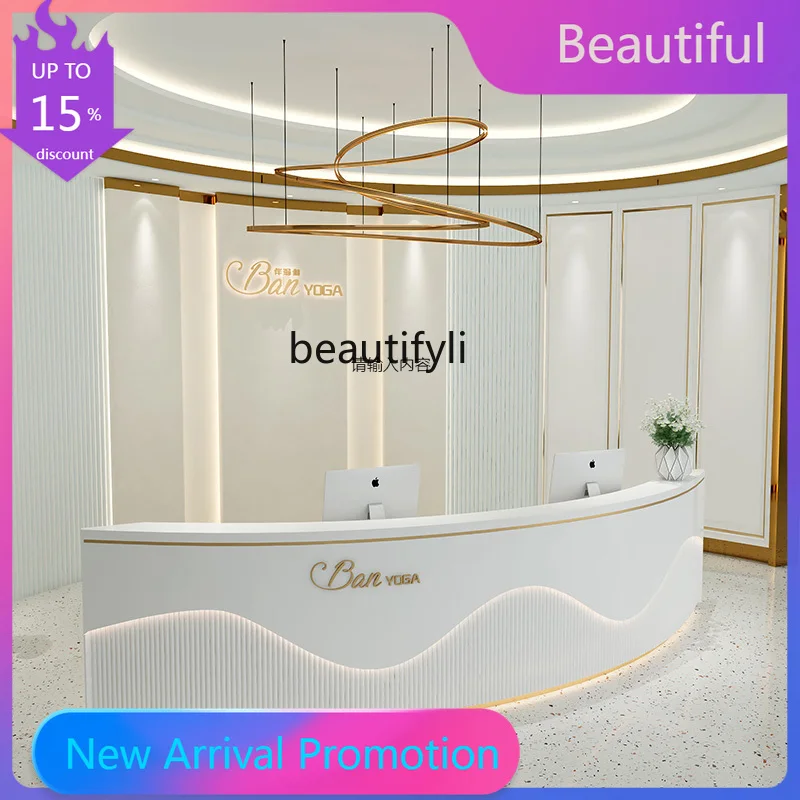 

zJArc Bar Counter Simple Modern Company Beauty Hospital Reception Desk Hairdressing Shop Cashier Counter Paint