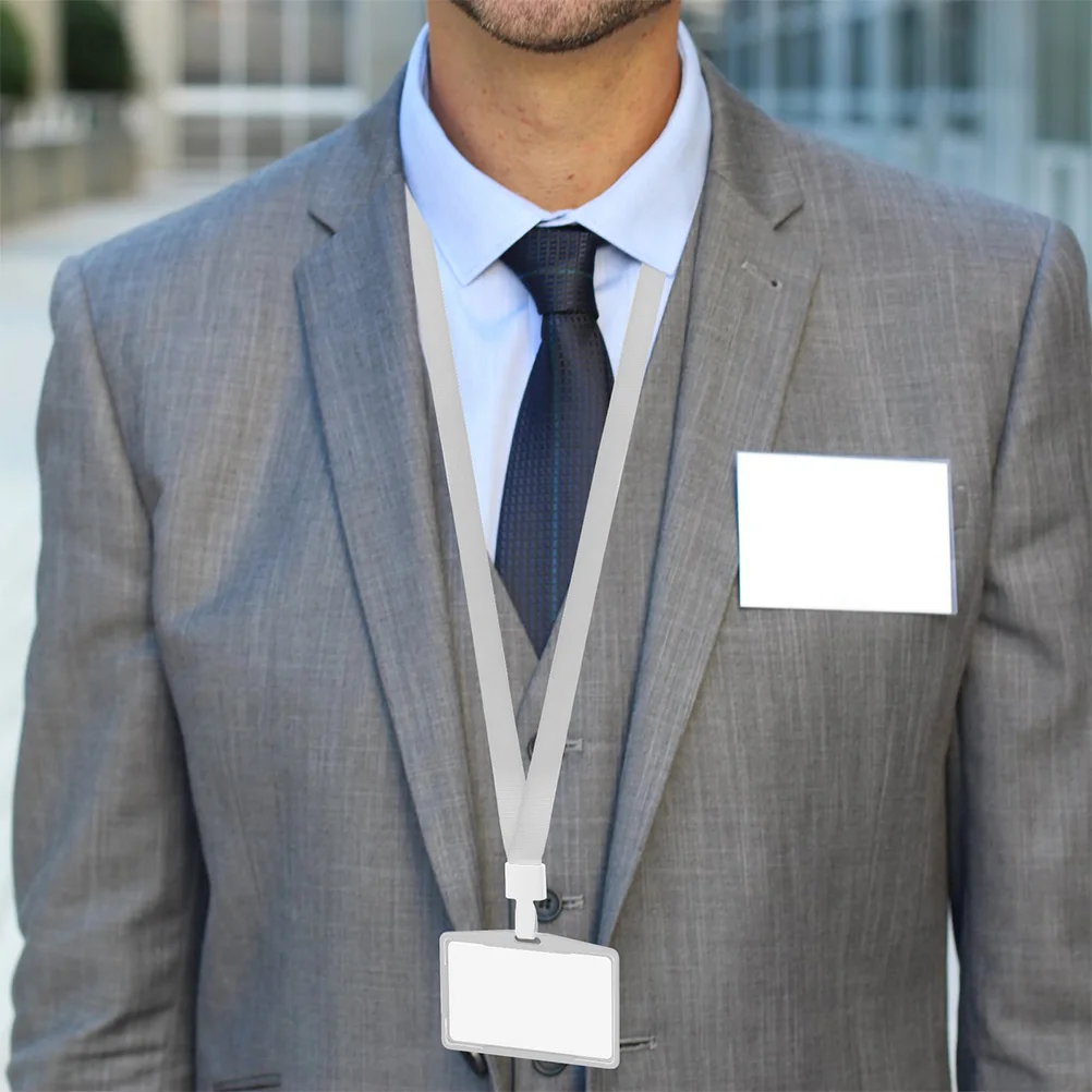 

2Set Sleek Metal Card Holder with Lanyard for Office Employees Id Protection Case Teacher Student Badge