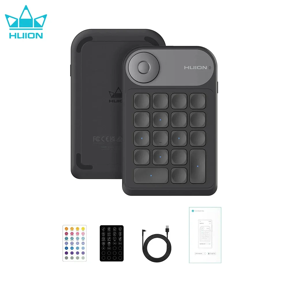 

HUION Keydial Mini Bluetooth Программируемая клавиатура с циферблатом, 5 клавиш, защита от ореолов, 18 индивидуальных клавиш, беспроводная клавиатура быстрого доступа