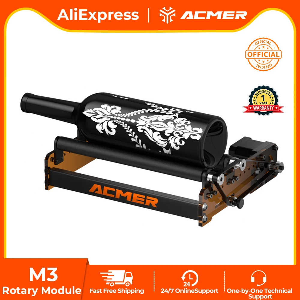 ACMER M3 Laser-roterende rol 360° °   Roterende Y-as roterende rol voor lasersnijmachines Graveren van cilindrische objecten Blikken