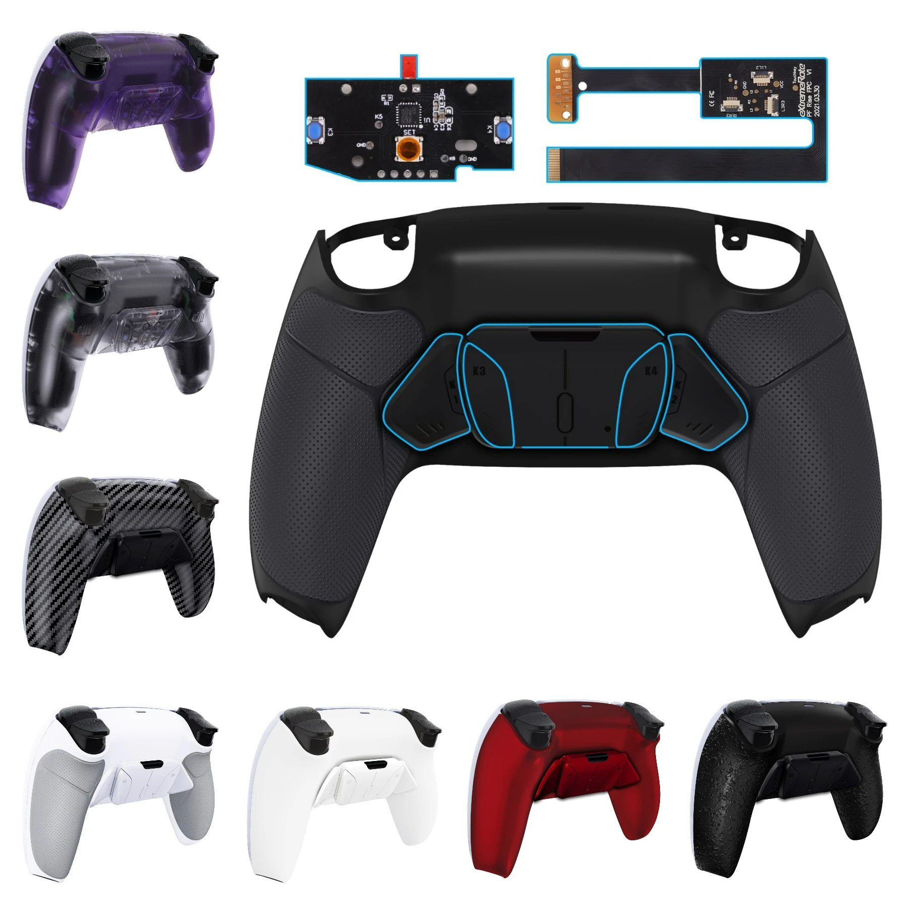 eXtremeRate Remappable RISE 4.0 Remap Kit, Upgrade Board & Redesigned Back Shell & 4 Back Buttons for ps5 Controller BDM-010&020