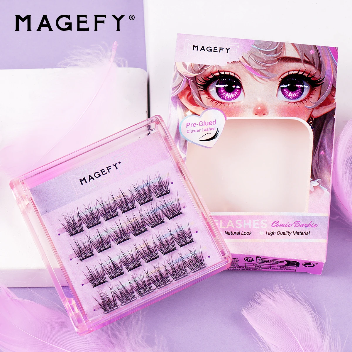 MAGEFY 24 العنقودية الغراء الحرة الرموش الفردية D حليقة 12 مللي متر الطبيعية سليم الرموش الصناعية لطيف لاش تمديد للسفر الجمال