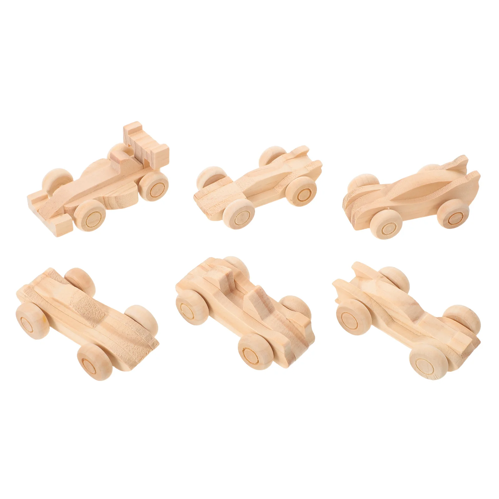 6 قطع من سيارات الكتابة على الجدران الخشبية - مصنوعات سيارات سباق صغيرة غير مكتملة للأطفال لوحة يدوية - نماذج سيارات رياضية خشبية ناعمة للفن المنزلي #1