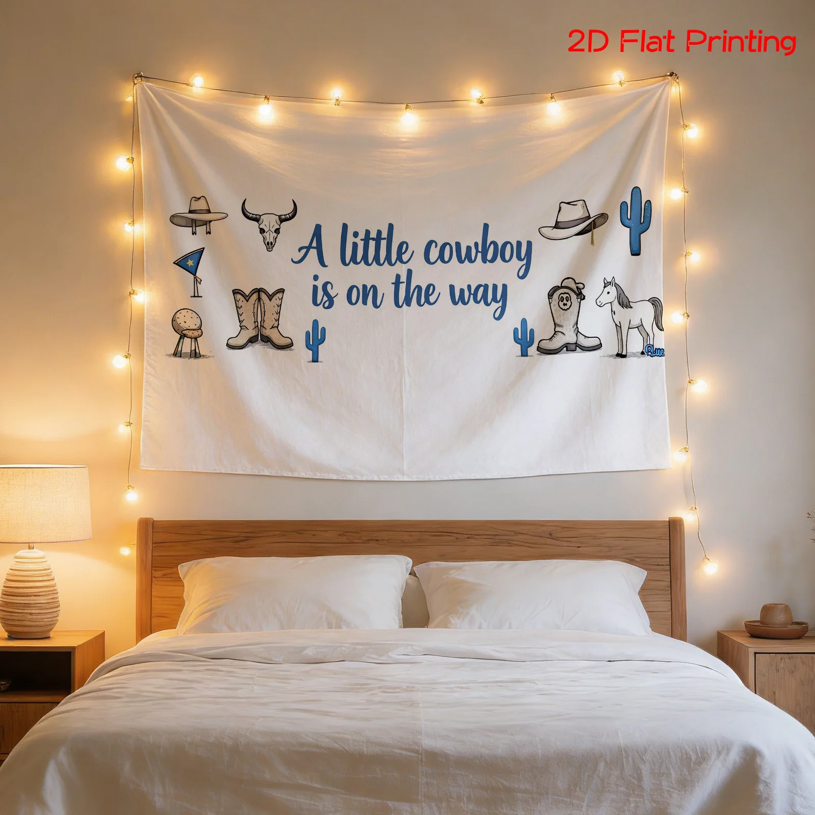 Large Cowboy Tapestry Wall Hanging Western Nursery Kids Room Farmhouse Boho Style Decor Art 180x320cm Canvas Print