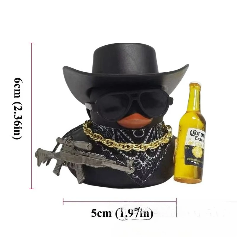 

Cool Cowboy Style Duck Ornament with Sunglasses, Gold Chain & Gun, Car & Home Decoration