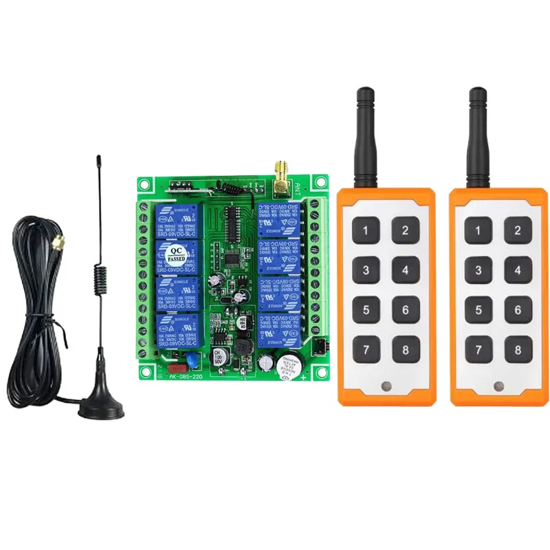 433MHZ DC 12V 24V 36V 8CH 8Channel RF Wireless Remote Control System Receiver NEW Transmitter Universal power industrial