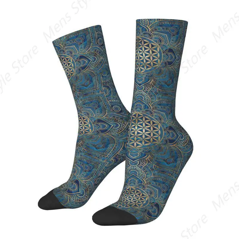 Cool Flower Of Life In Lotus Mandala Socks Women Men Warm 3D Print Buddhism Sports Basketball Socks