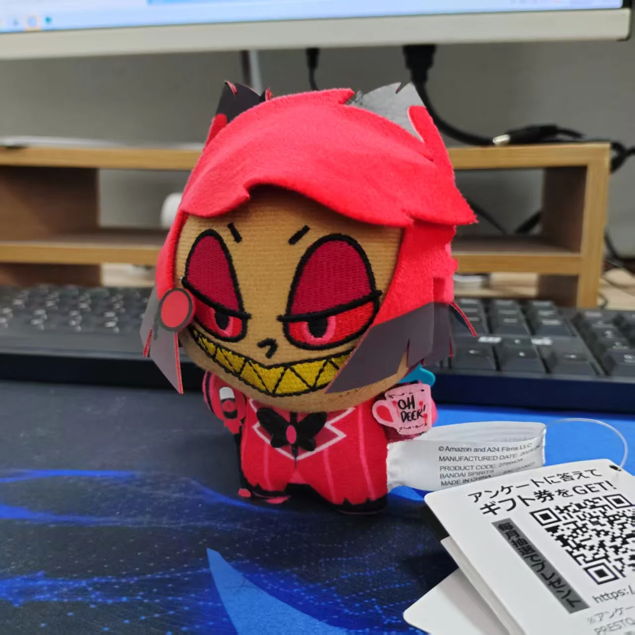 13 CM Hazbin Hotel Anime Alastor Plush Doll Ornament Soft Toy Bag Keychain Collectible Anime Peripherals Kids Birthday Gifts