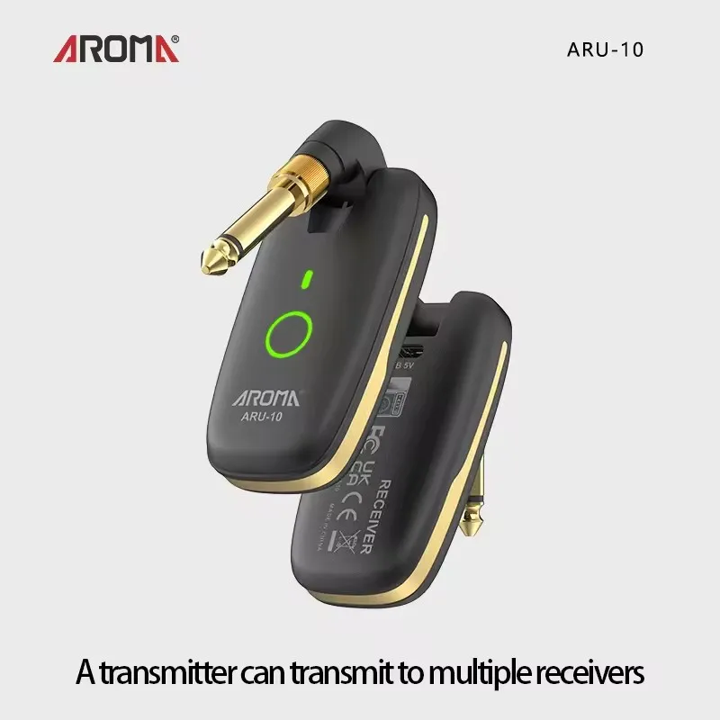 Aroma Aru-10 Electric Guitar Pickup Wireless Transmitter Receiver System 7 Channels UHF Channel Built-in Battery for Guitar Bass