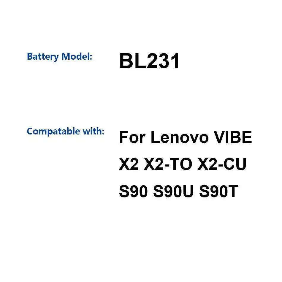 

Легкий аккумулятор для мобильного телефона Lenovo Vibe X2 X2-TO X2-CU S90 S90U S90T BL231, 2300 мАч, надежное питание