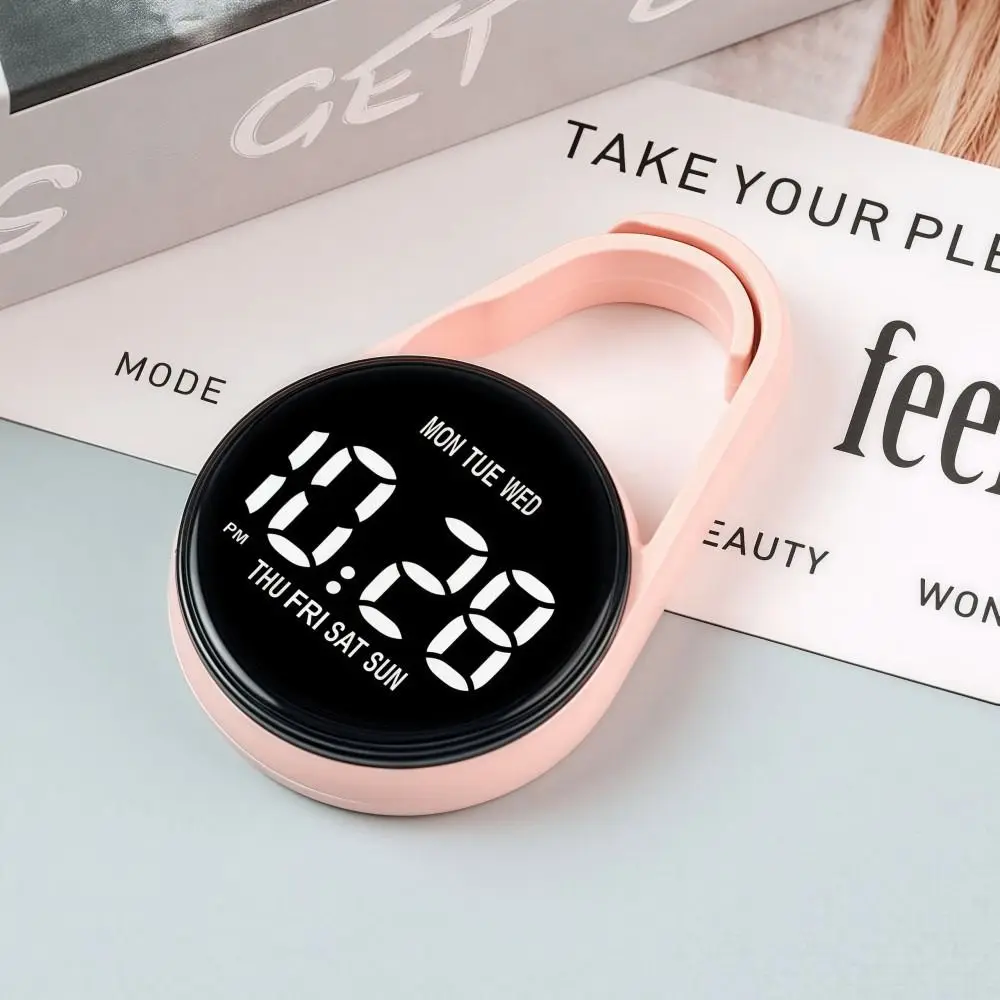 LED Electronic Hanging Watch Portable Digital Display Pocket Watch Carabiner Waterproof Luminous Pocket Watch Children/Adults