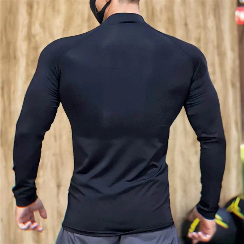 Spring autumn high quality compress Tight sports T-shirt quick drying elasticity long sleeved T-shirt men running fitness tops