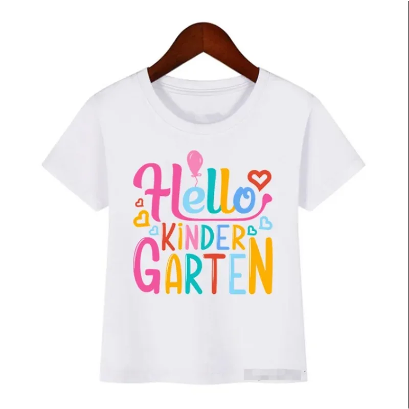 Hari pertama baru dari sekolah Hello TK Tee pakaian kaus lucu anak-anak pakaian anak laki-laki perempuan T-Shirt atasan