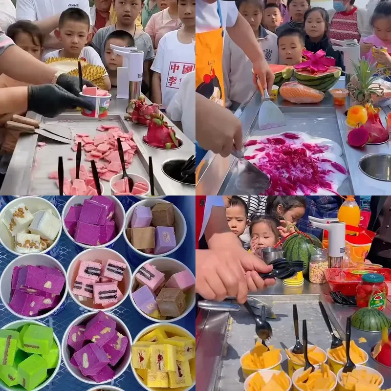 for Internet celebrities thick cut fried yogurt machine commercial double pot double pressure night market fried ice cream