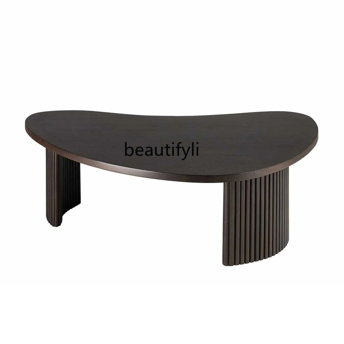 

Black Table Small Apartment Living Room Crescent Coffee Table Nordic Style Irregular Tea Table