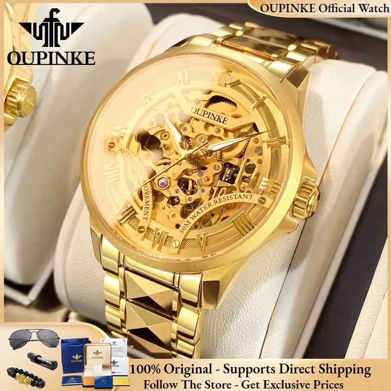

OUPINKE 3210 Men Fully Automatic Mechanical Watch Fashion High end Hollow Luxury Brand Waterproof Luminous Original Men Watch