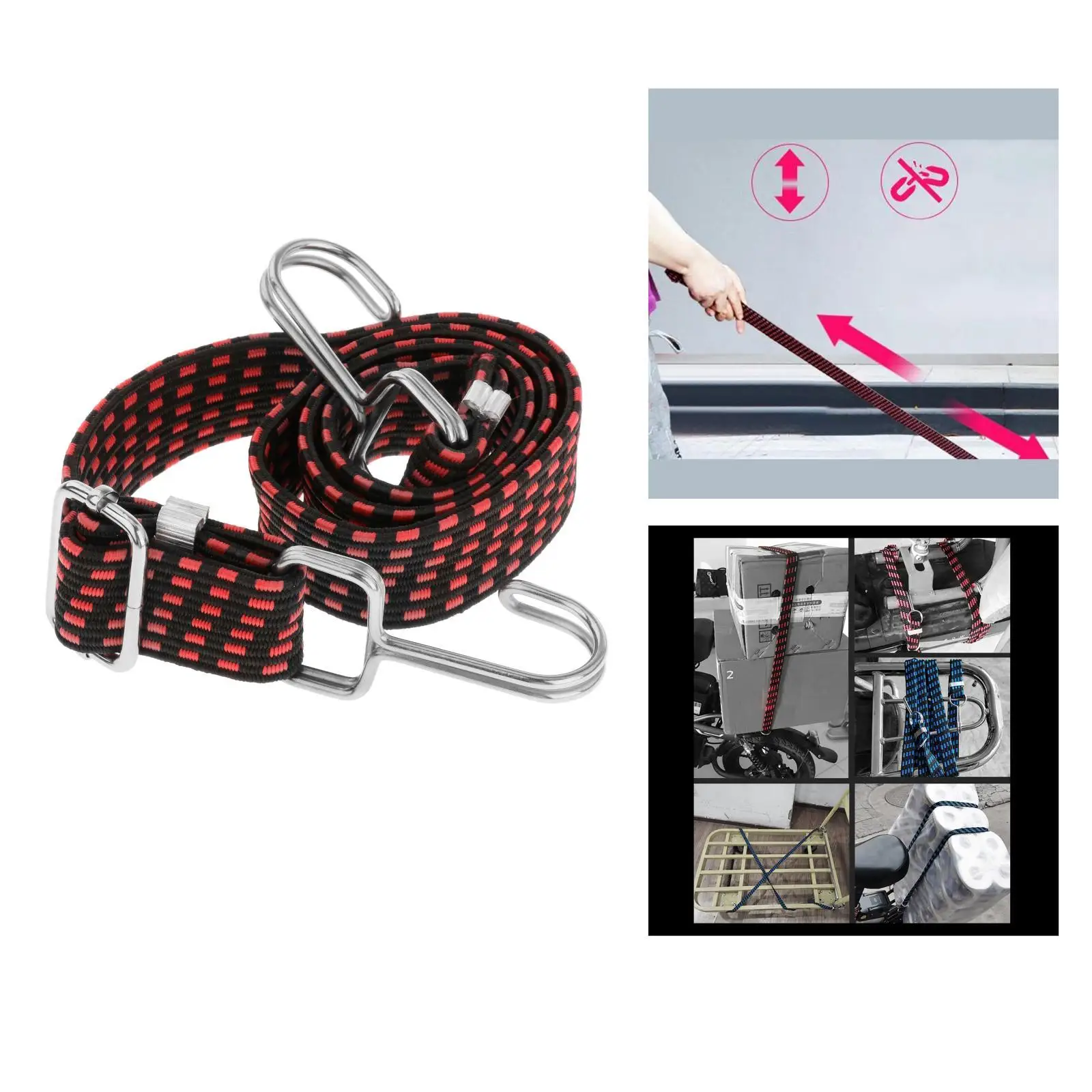 2-3 Pak Voor Zware Elastische Bungee Koord Reisbagageband Met Haken Rood 2M