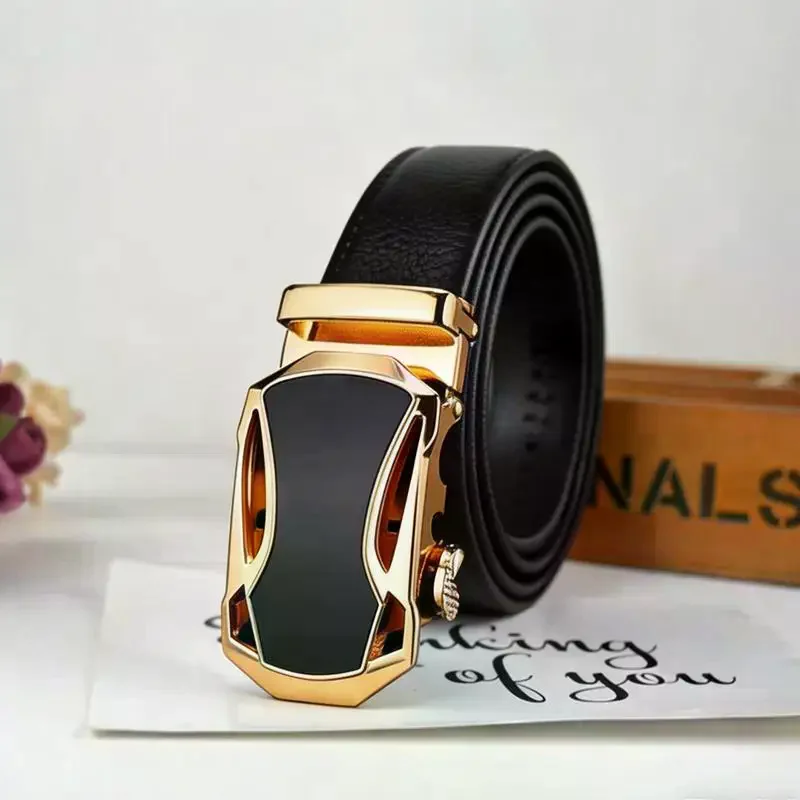 Men's Belt With Automatic Buckle PU Leather Strap Business Casual Versatile Belt