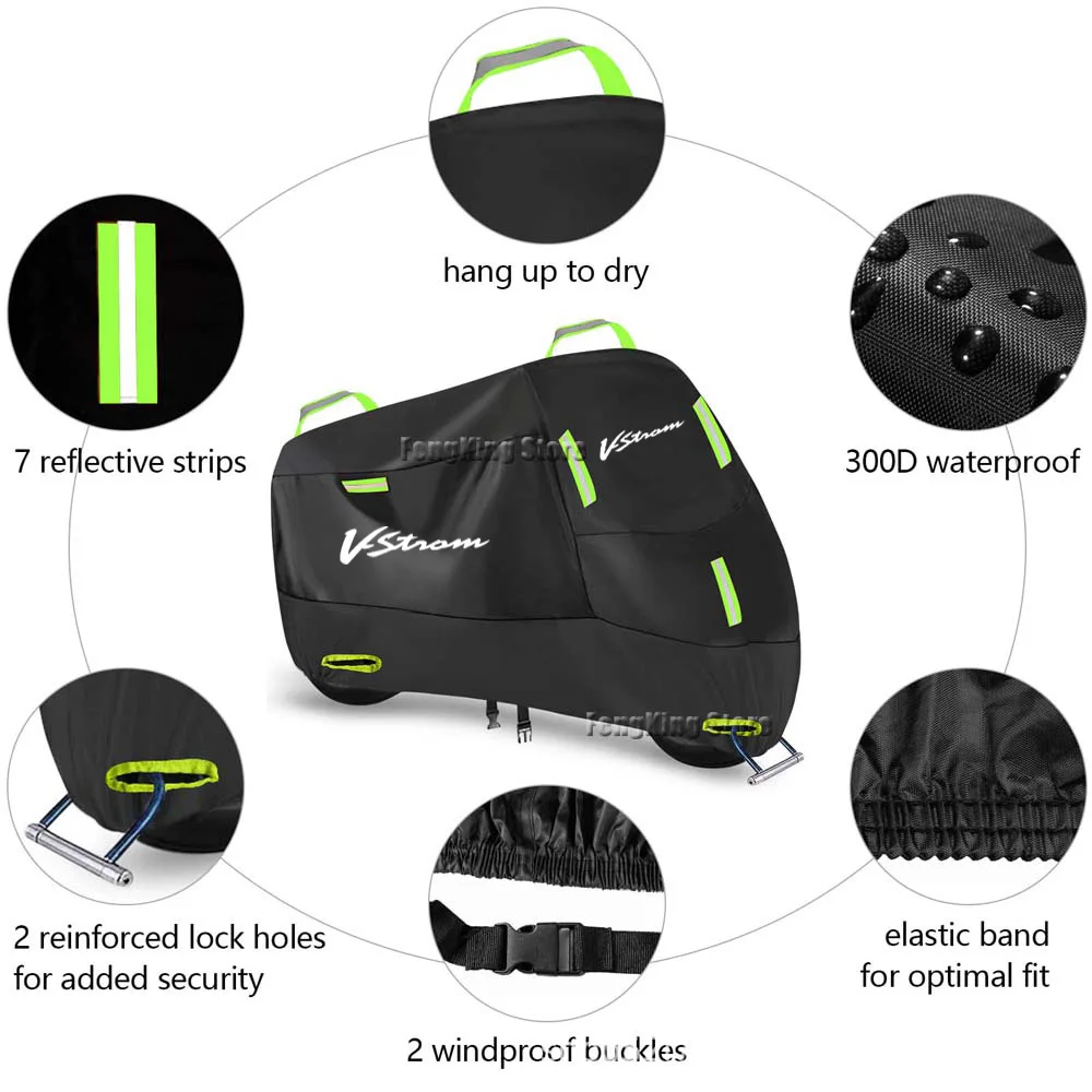 For Vstrom DL 250 650 1000 V-Strom 650XT   Motorcycle Cover UV Protective Dustproof Snowproof Outdoors Rain  Waterproof Cover