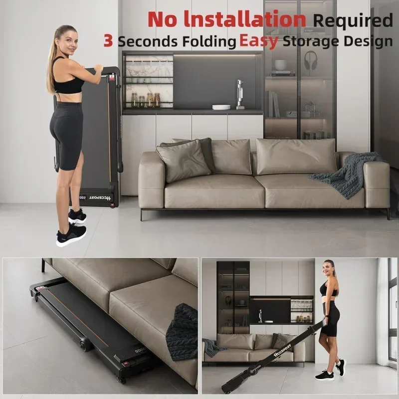 D2BTreadmill with Incline,3 in 1 Under Desk Treadmill Walking Pad,3.5HP Foldable Compact Treadmill,with Wristband Remote Control