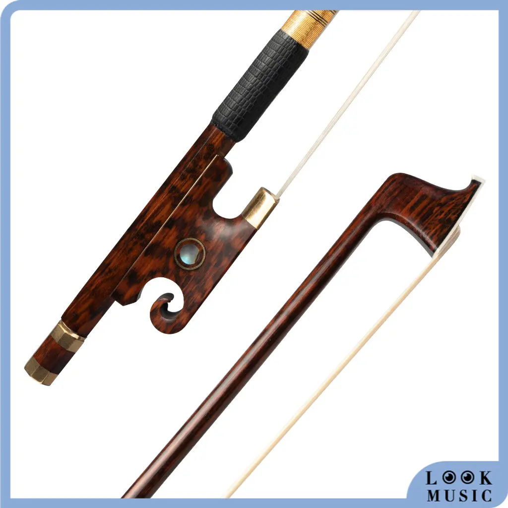 

LOOK Master 4/4 Violin Bow Snakewood Bow Pernambuco Peformance Bow Stick Snakewood Snail Style Frog Fiddle Bow Paris Eye Frog