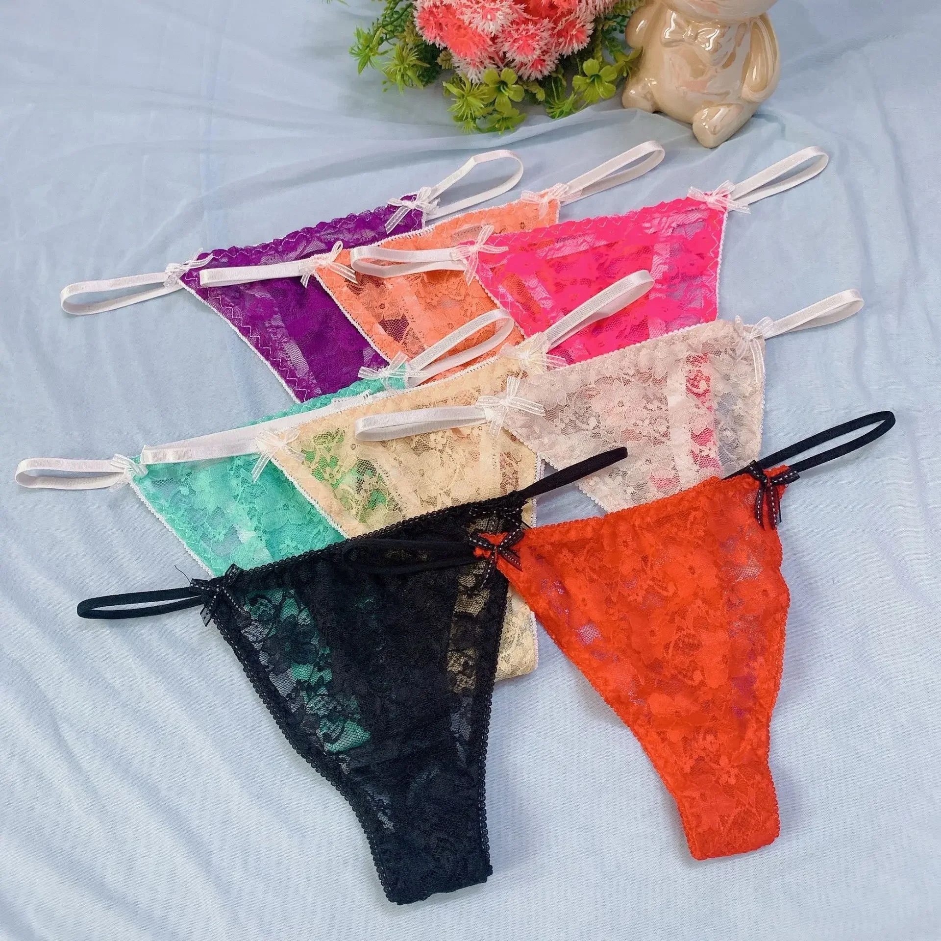 

Lace Mini Panties Women See-Through Sexy Underwear Cotton Crotch Bikini Hombre Lingerie Low Waist Female T-Back Briefs Nightwear