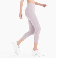 2023 Woman High Waist Naked Feeling Yoga Leggings Push Up Tight Elastic Sport Mid Calf Capri Pants Summer Gym Fitness Leggings