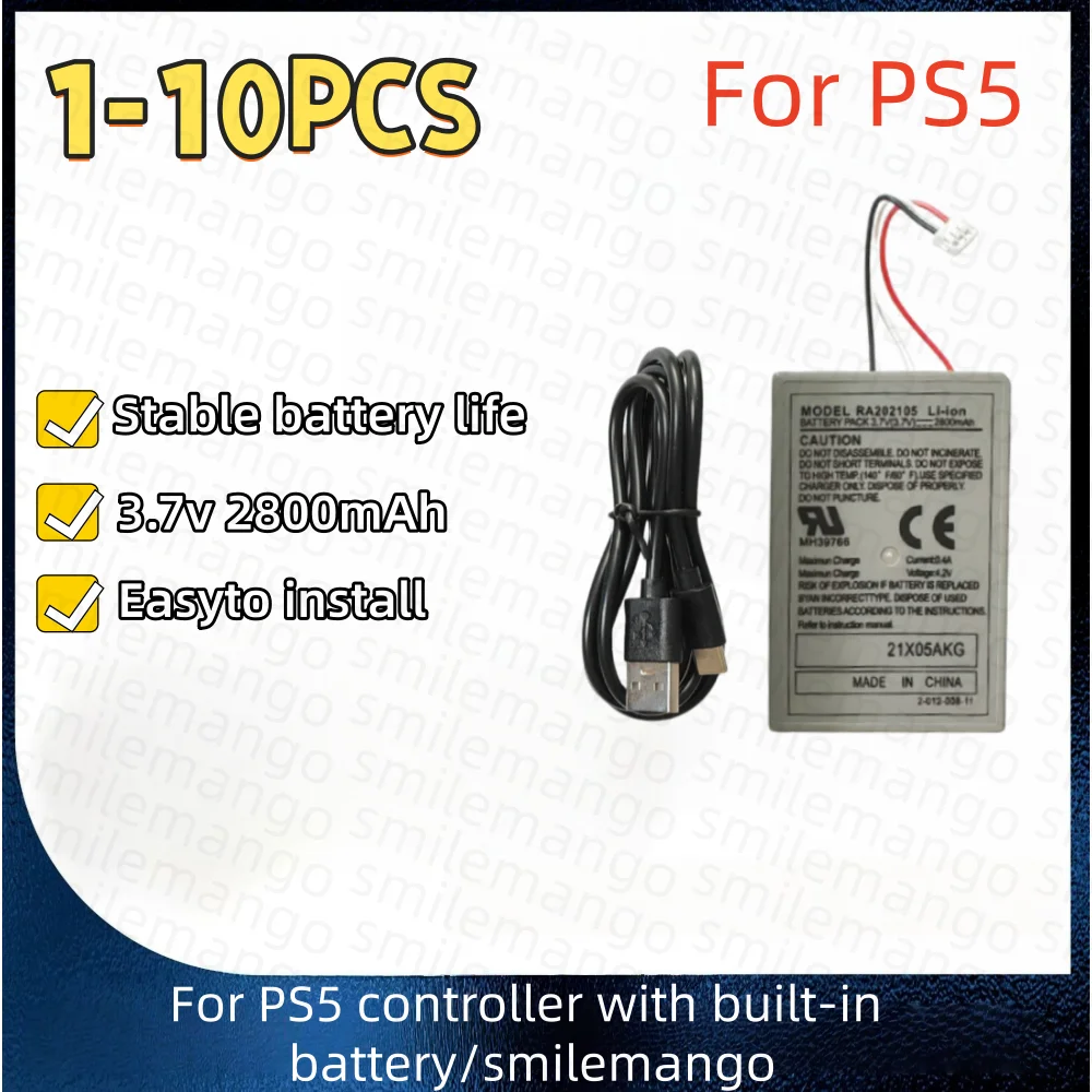 1-10PCS PS5 Battery 2800mAh 3.7V Rechargeable Batteries for Sony PS5 Controller DualSense Game Gamepad Built-in Lithium Battery