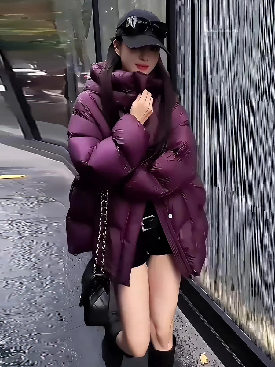 Feminino Thiened com capuz Du down Jaet quente aconchegante inverno Outerwear Cloudlike Puffin Sli Trendy White Du Feather