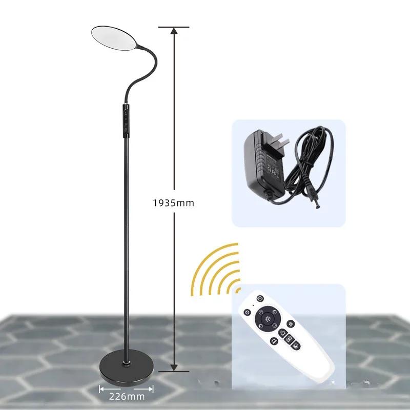 Gooseneck LED floor lamp With remote control Reading light Adjustable telescopic rod Living room bedroom floor standing lamp