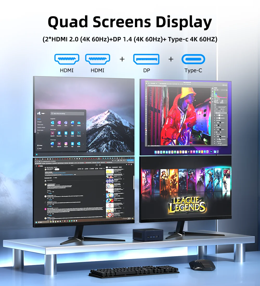 ZXIPC Mini PC AMD Ryzen 7 6600U LPDDR5 1TB M.2 SSD Desktop Computers Support 4K HDMI Display/WiFi6/USB3.2/Office