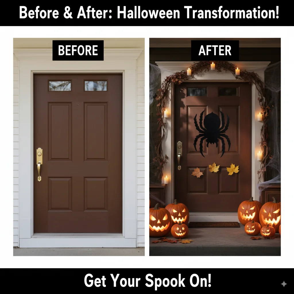 Spooky “Happy Halloween” Window Stickers | Witch, Pumpkin, and Bat Designs for Glass Door or Window Halloween Decor view 4