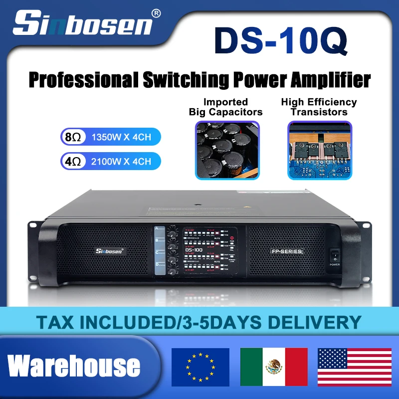 México estoque local DS-10Q capacitor preto 4 canais 1350w classe td amplificador de áudio de 4 canais