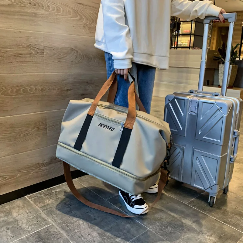 Sacolas impermeáveis de viagem para mulheres, grande capacidade, bolsa esportiva masculina, bolsa mensageiro feminina de fim de semana, saco seco e