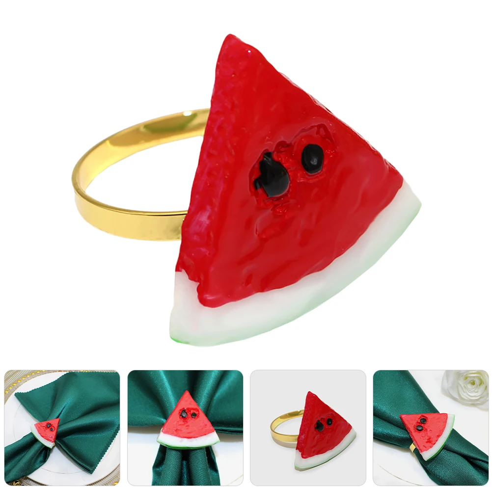 

6 Pcs Watermelon Napkin Buckle Fruit Ring Holder Hawaiian Party Favor Fashion Red Rings Dinner Buckles Banquet