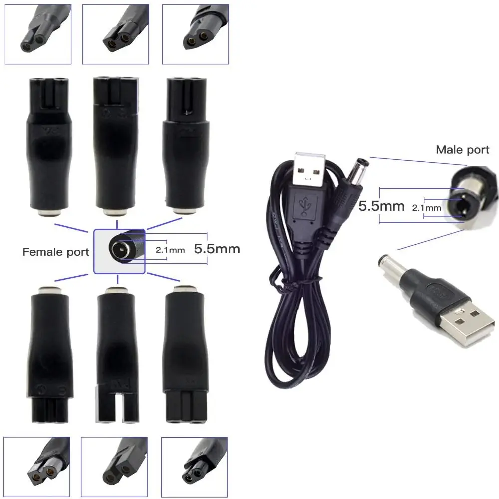 Wire USB Charging Cable Hair Clippers Charger Electric Hair Clippers Charger USB Adapter Power Cord USB Charging Plug Cable