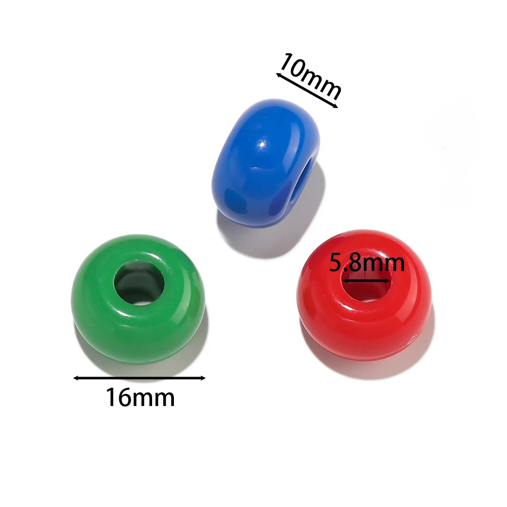 10pcs/Lot 10x16mm Acrylic Large Hole Beads Colorful Spacer Bead for Bracelet Necklace DIY Jewelry Making Accessories Supplies