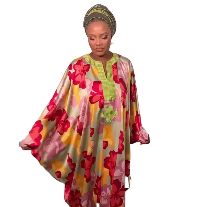 

Plus Size African Clothes Abayas for Women Dubai African Muslim Fashion Dress Kaftan Evening Party Dresses Satin Boubou Robe