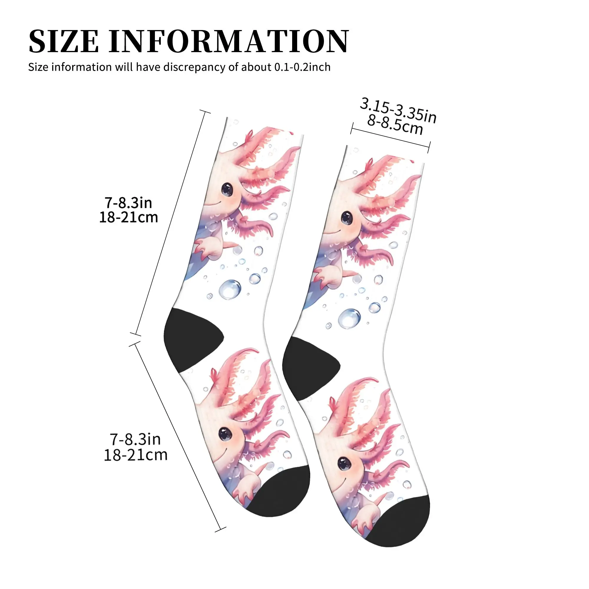 Cute happy axolotl with bubbles Socks  Non Skid Stockings Adults Men High Quality Cycling Socks Autumn Funny Design Socks