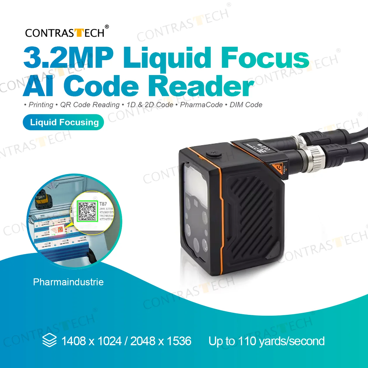 

Insight 3,2 МП, 60 кадров в секунду, автофокус для жидкости, 90 ярдов/с, промышленный аптекод с искусственным интеллектом, считыватель для складских контрастанов