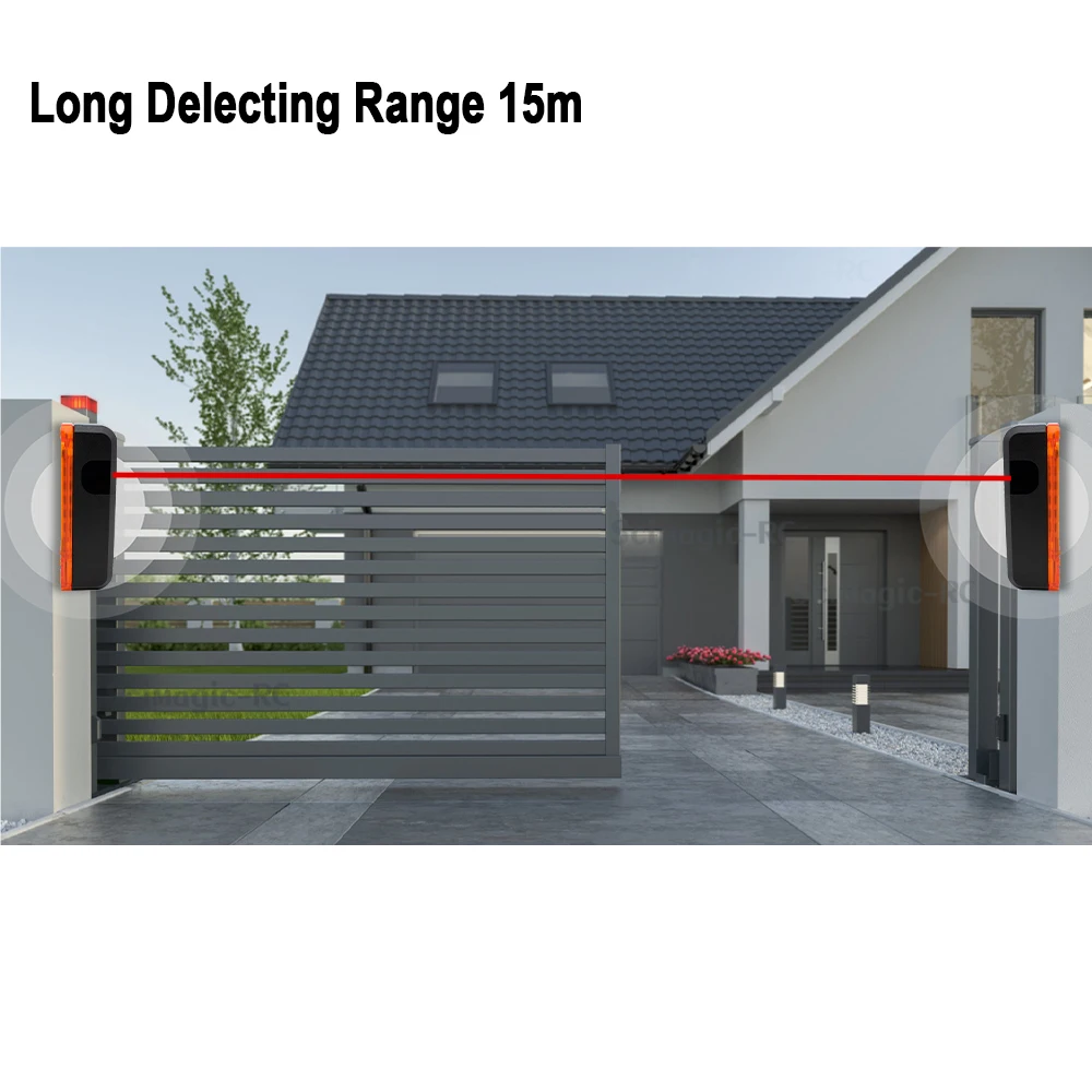 Детектор двери барьера с сигнальной лампой, фотоэлемент, инфракрасный датчик луча 12-24 В 180 °   Фотоэлектрический датчик для автоматических ворот гаража