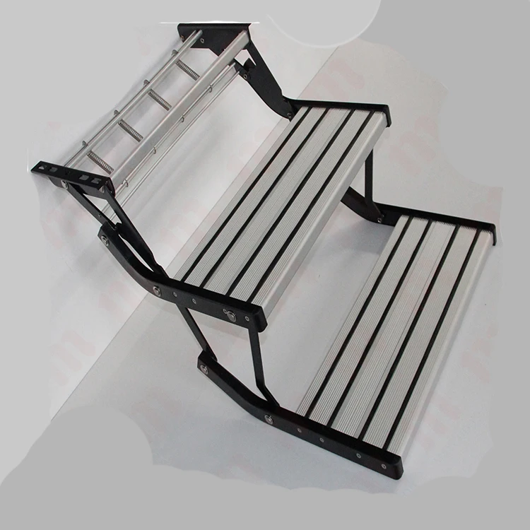 Strong Aluminum Alloy Manual Folding Double Steps For Motorhome Semi Trailer Campers
