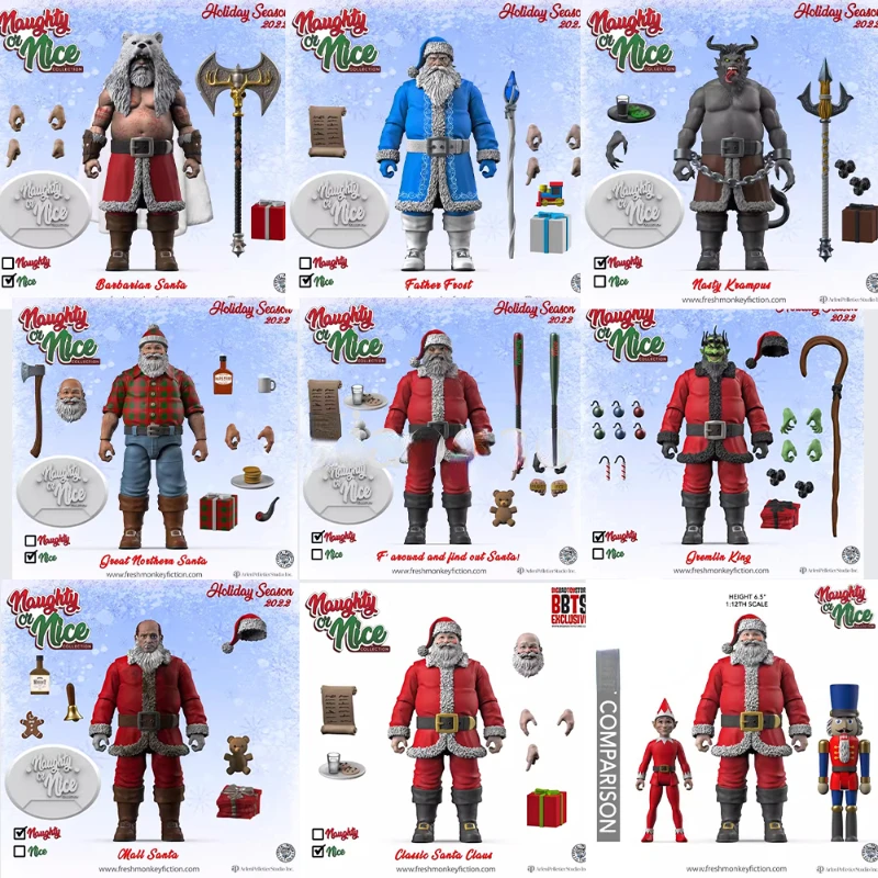 In Stock Fresh Monkey Fiction 1/12 Santa Claus Series 2 Wave Barbarians Jolly Frosty Old Man Full Set 7Inch Action Figure Model