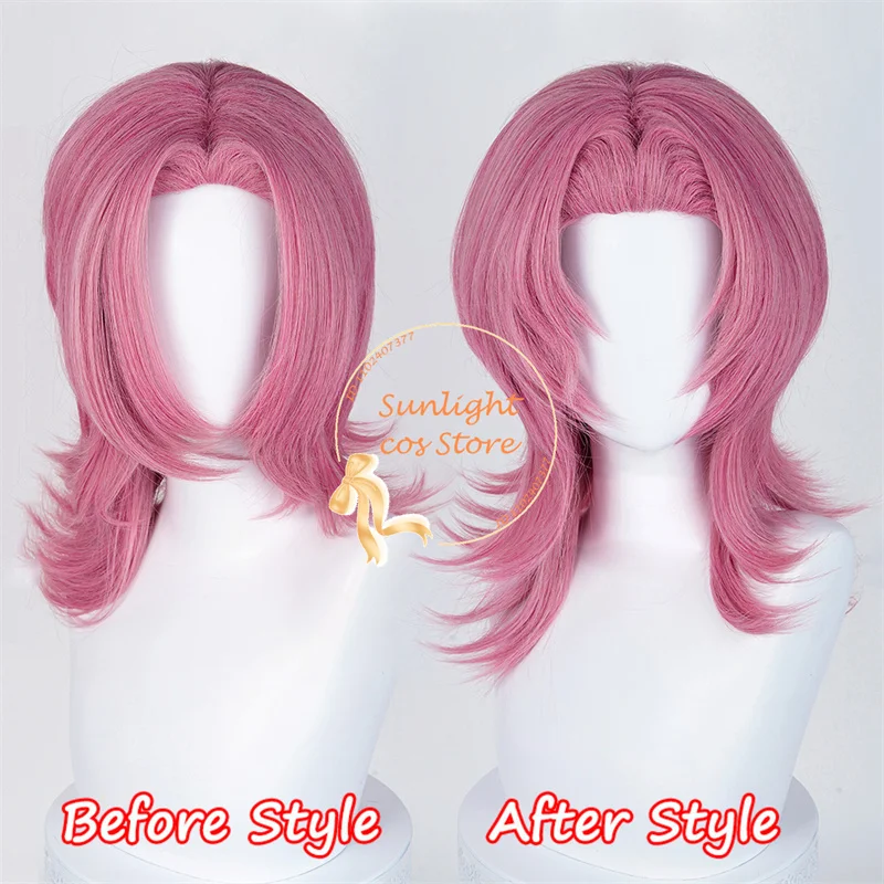 Saja Boys Romance Cosplay perruque rose 48 cm perruque Jinu bébé Abby Romance mystère Cos Anime perruque pour hommes résistant à la chaleur cheveux synthétiques