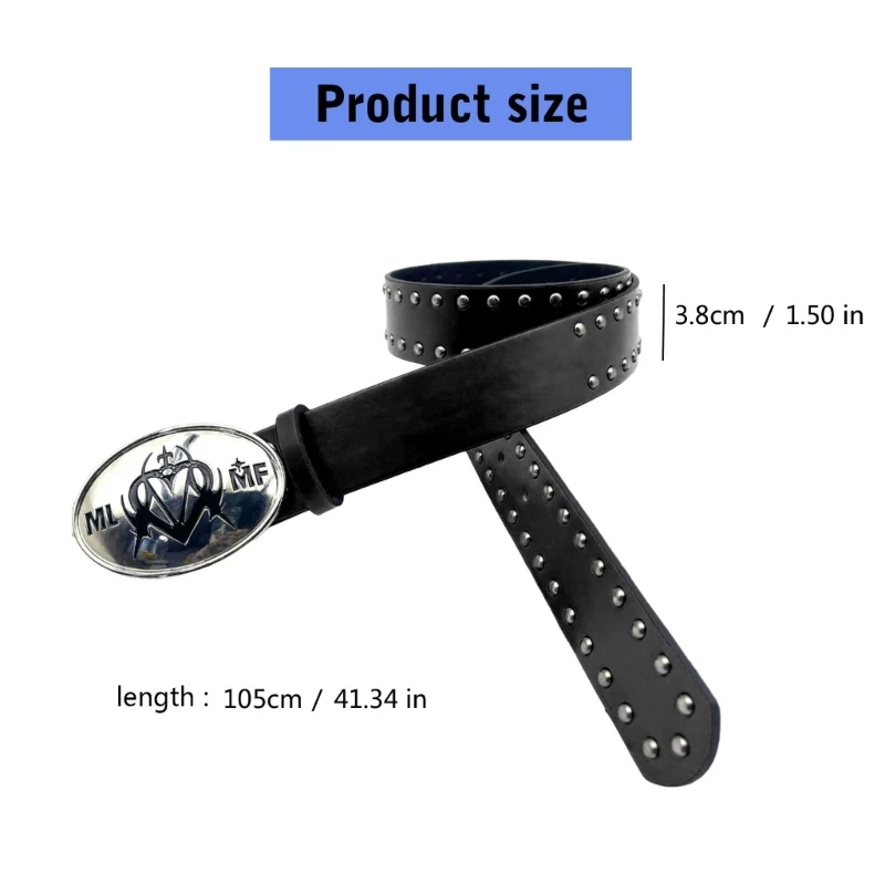 Rock Styles Rivets Belt Adjustable Studded Waistband Trendy Hipsters Belt for Fashion Enthusiasts