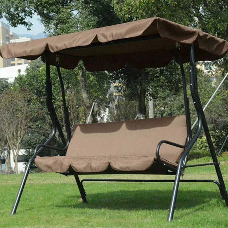 Newest Garden Outdoor 3 Seat Swing Chair Canopy Cover Shade Courtyard Hammock Tent Cover Sail UV Resistant Waterproof NO Fade