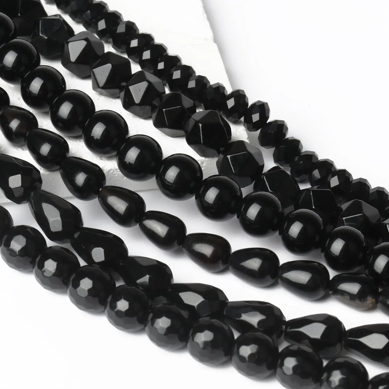 Natural Stone Black Agates Beads Irregular Water Drop Round Loose Onyx Beads For Jewelry Making DIY Bracelet Necklace 15“/Strand