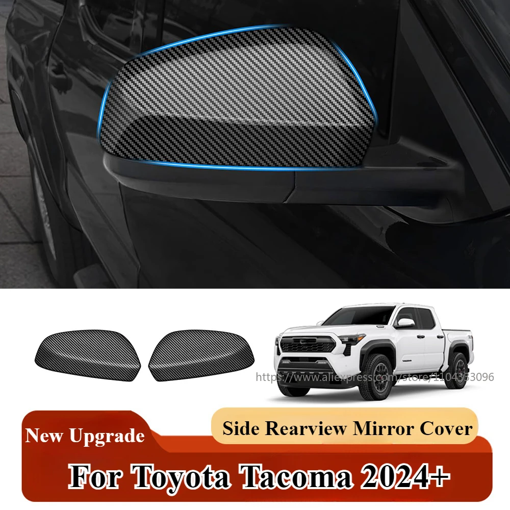 For Toyota Tacoma 2024+ Car Side Rearview Mirror Cover Trim Frame Carbon Fiber Outside Rearview Mirror Cover without Lamp Type